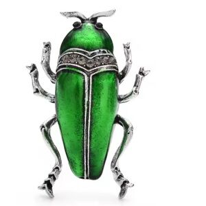 Emerald Green Beetle Brooch